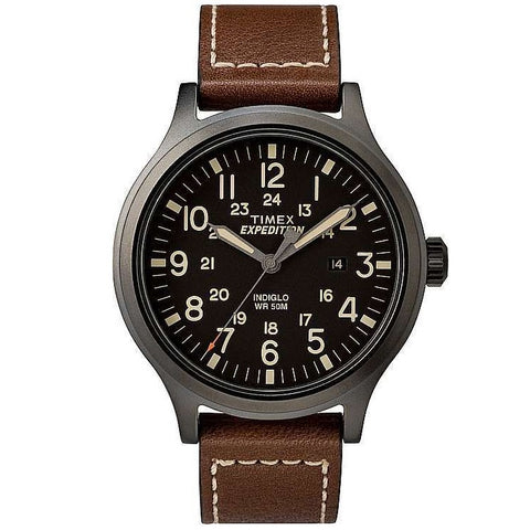 Timex Expedition Scout Black/Brown Leather Men's 50m Analog Watch TW4B11300