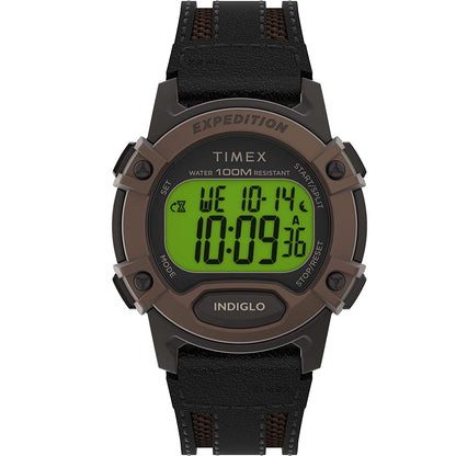 Timex Expedition Cat 5 Brown/Black Leather Men's 100m Digital Watch TW4B24600