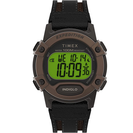 Timex Expedition Cat 5 Brown/Black Leather Men's 100m Digital Watch TW4B24600