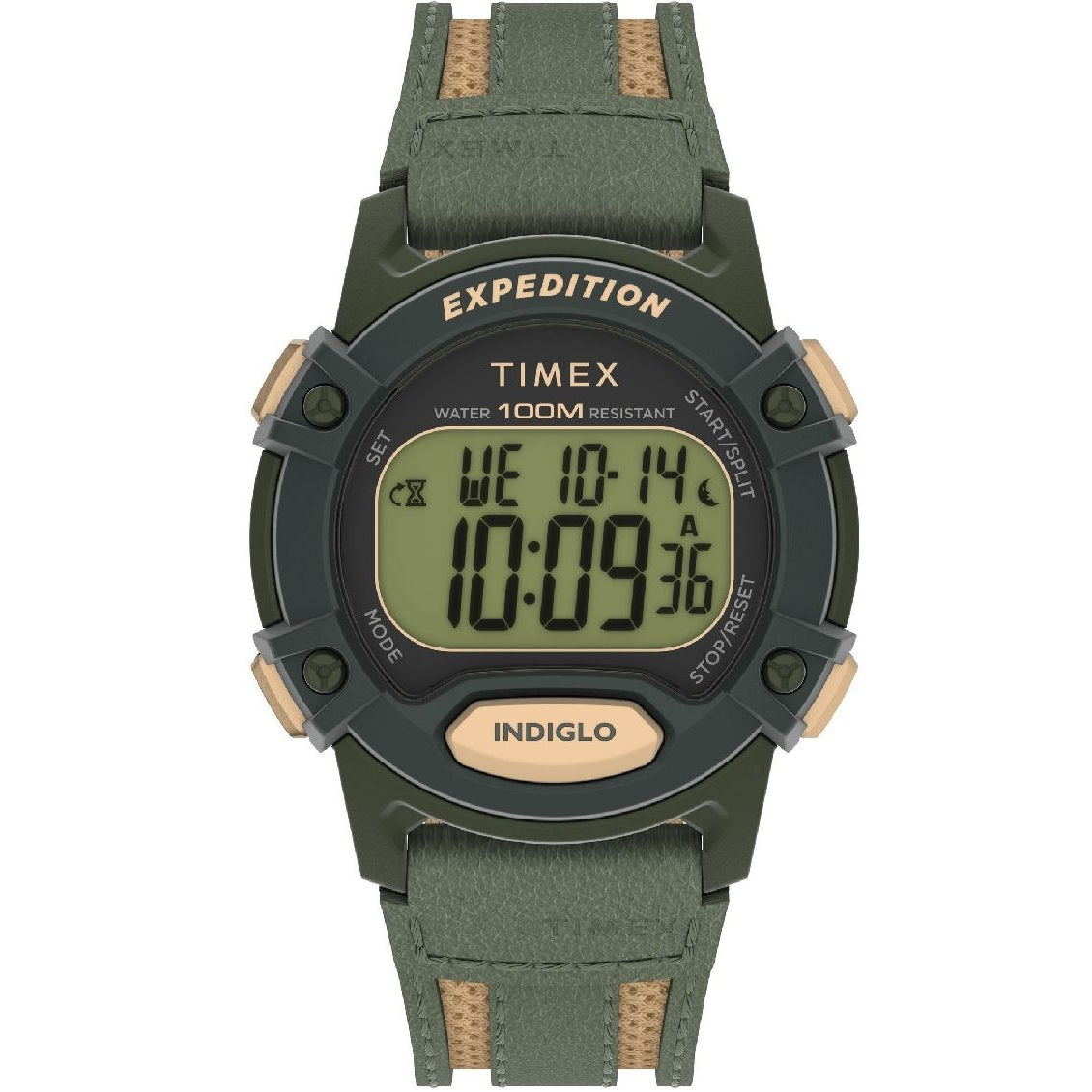 Timex Expedition Cat 5 Green Fabric/Leather Men's 100m Digital Watch TW4B30300