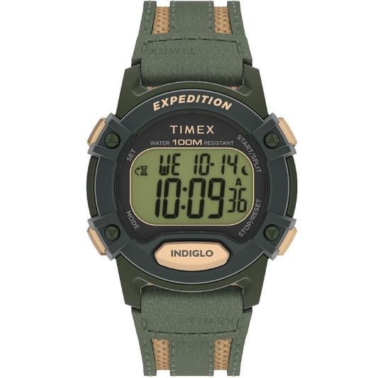 Timex Expedition Cat 5 Green Fabric/Leather Men's 100m Digital Watch TW4B30300