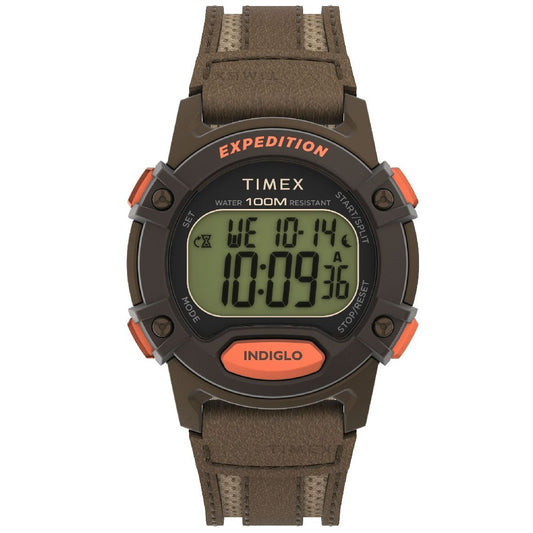 Timex Expedition Cat 5 Brown Fabric/Leather Men's 100m Digital Watch TW4B30400
