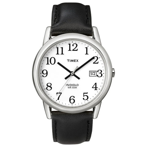 Timex Easy Reader White/Black Leather Men's 30m Analog Watch T2H281