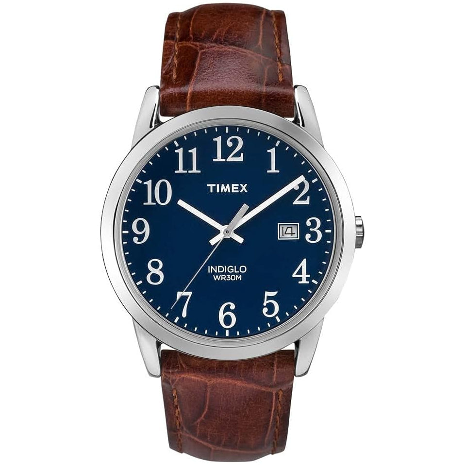 Timex Easy Reader Blue/Brown Leather Men's 30m Analog Watch TW2R63800