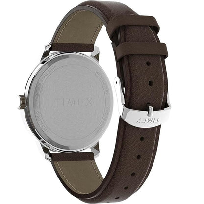 Timex Easy Reader Bold Cream/Brown Leather Strap 50M Watch TW2V21300