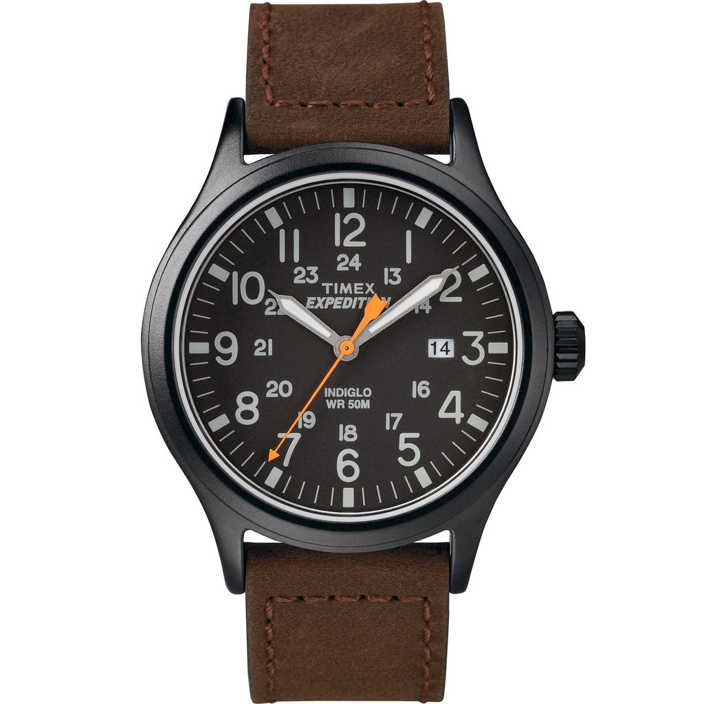 Timex Expedition Scout Black/Brown Leather Men's 50m Analog Watch TW4B12500