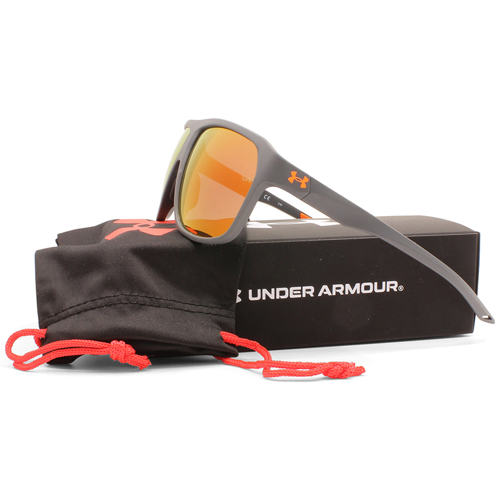 Under Armour Dominate Matte Grey/Orange Mirror Unisex Fashion Sunglasses KB7-50