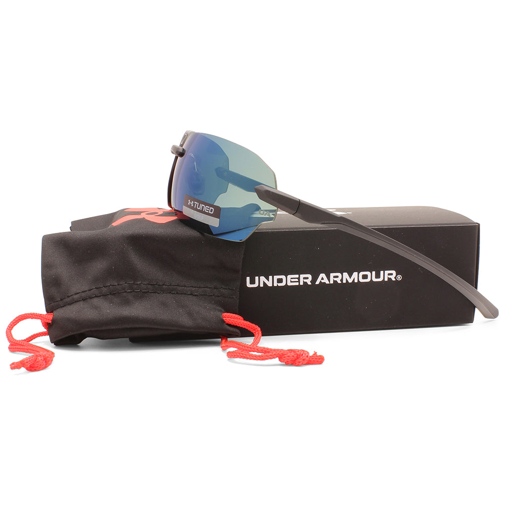 Under Armour Fire 2 Matte Black/Blue-Green Unisex Rimless Golf Sunglasses 807-V8