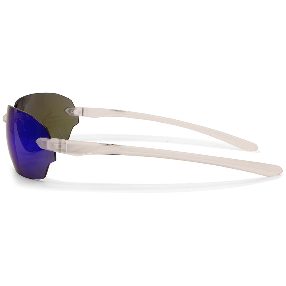 Under Armour Fire 2 Matte Clear/Blue Mirror Unisex Rimless Sunglasses 900-W1