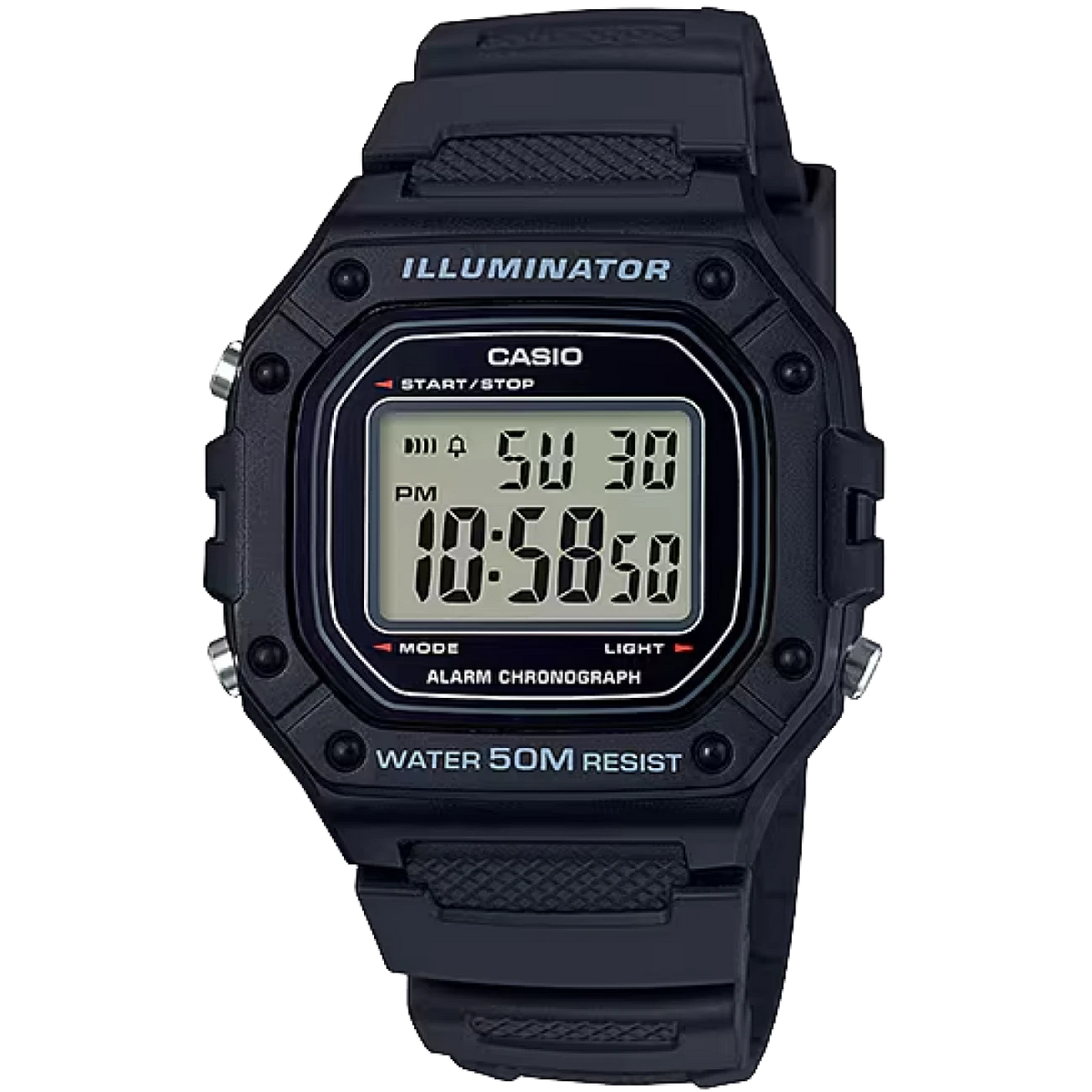 Casio Black 50m Unisex Multi-Function Digital Sports Watch W-218H-1A