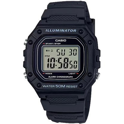 Casio Black 50m Unisex Multi-Function Digital Sports Watch W-218H-1A
