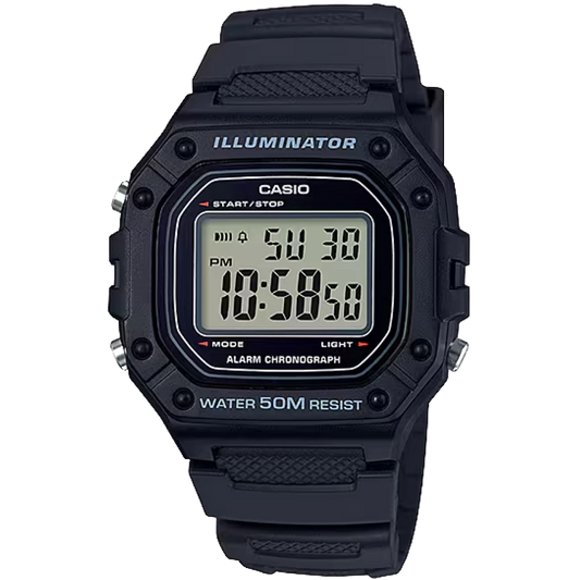 Casio Black 50m Unisex Multi-Function Digital Sports Watch W-218H-1A