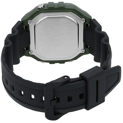 Casio Black/Green 50m Multi-Function Unisex Digital Sports Watch W-218H-3A