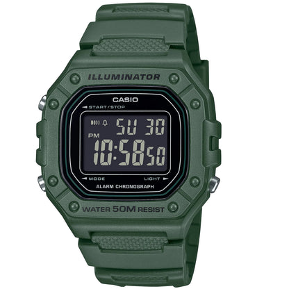 Casio Green 50m Multi-Function Unisex Digital Sports Watch W-218H-3B