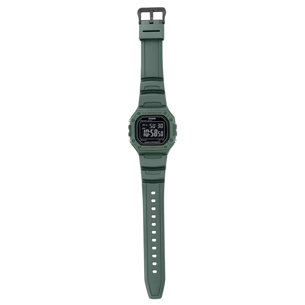 Casio Green 50m Multi-Function Unisex Digital Sports Watch W-218H-3B