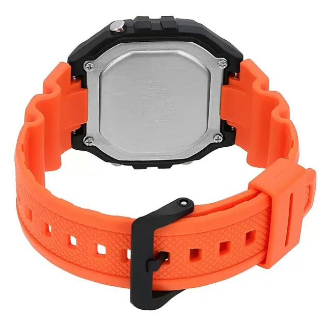 Casio Black/Orange 50m Multi-Function Unisex Digital Sports Watch W-218H-4B2
