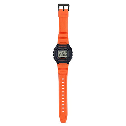 Casio Black/Orange 50m Multi-Function Unisex Digital Sports Watch W-218H-4B2