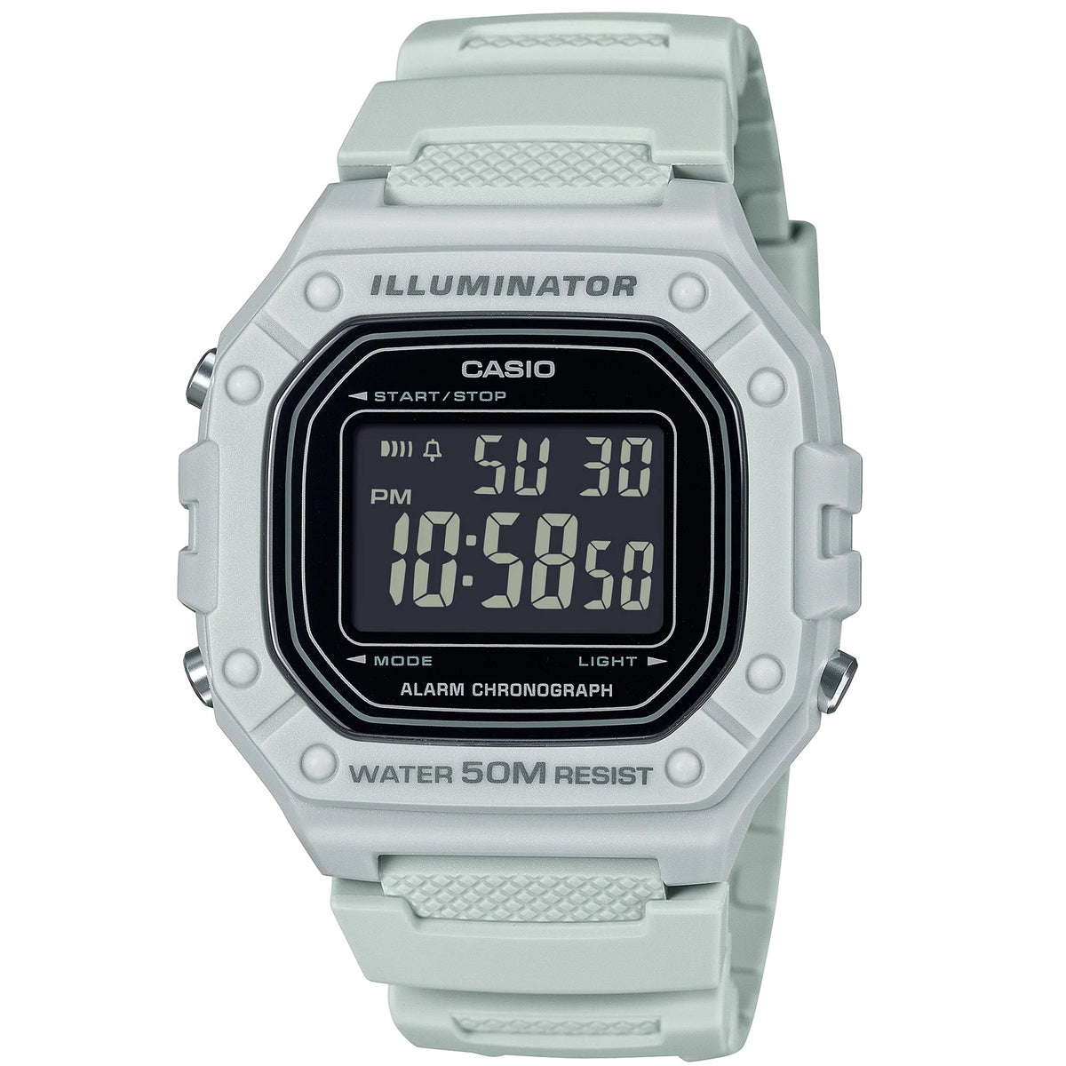 Casio Light Grey 50m Multi-Function Unisex Digital Sports Watch W-218H-8B