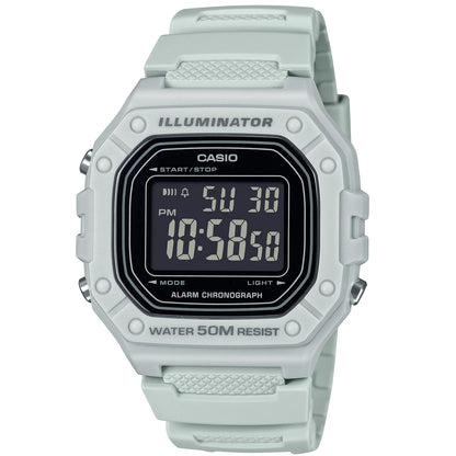 Casio Light Grey 50m Multi-Function Unisex Digital Sports Watch W-218H-8B