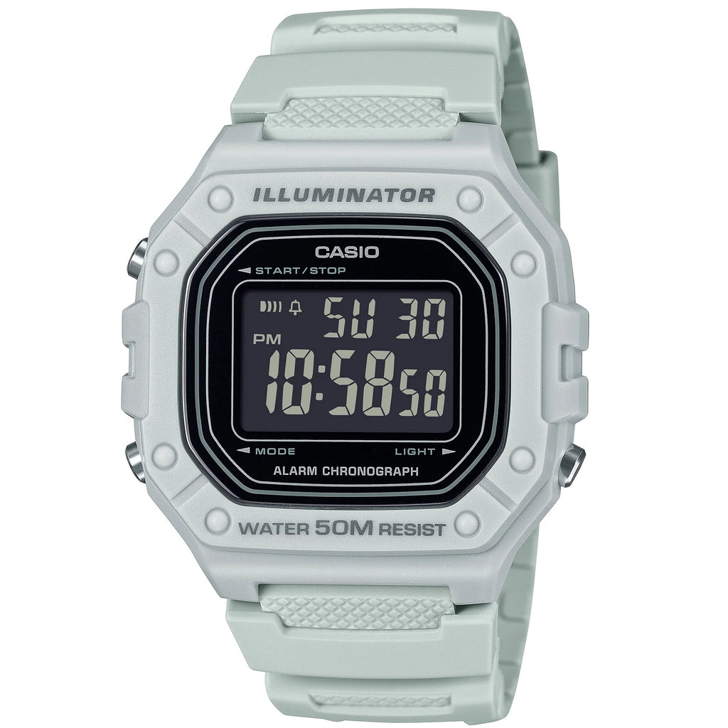 Casio Light Grey 50m Multi-Function Unisex Digital Sports Watch W-218H-8B