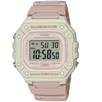 Casio Light Pink/Grey Women's 50m Digital Sports Watch W-218HC-4A2