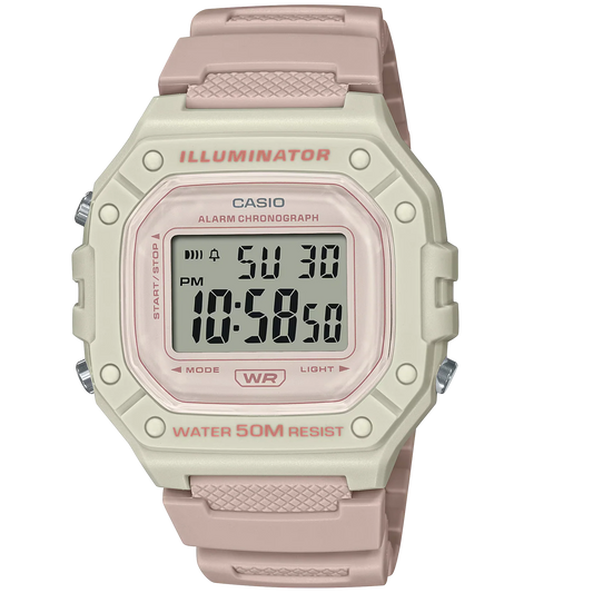 Casio Light Pink/Grey Women's 50m Digital Sports Watch W-218HC-4A2