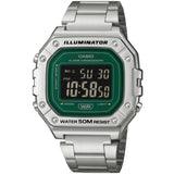 Casio Grey/Silver Metal Band Men's 50m Multifunction Digital Watch W-218HD-3A
