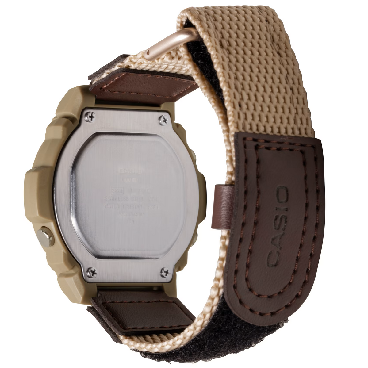 Casio Brown Canvas Strap 50m Men's Digital Sports Watch W-219HB-5A
