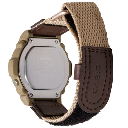 Casio Brown Canvas Strap 50m Men's Digital Sports Watch W-219HB-5A