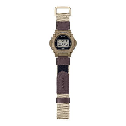 Casio Brown Canvas Strap 50m Men's Digital Sports Watch W-219HB-5A