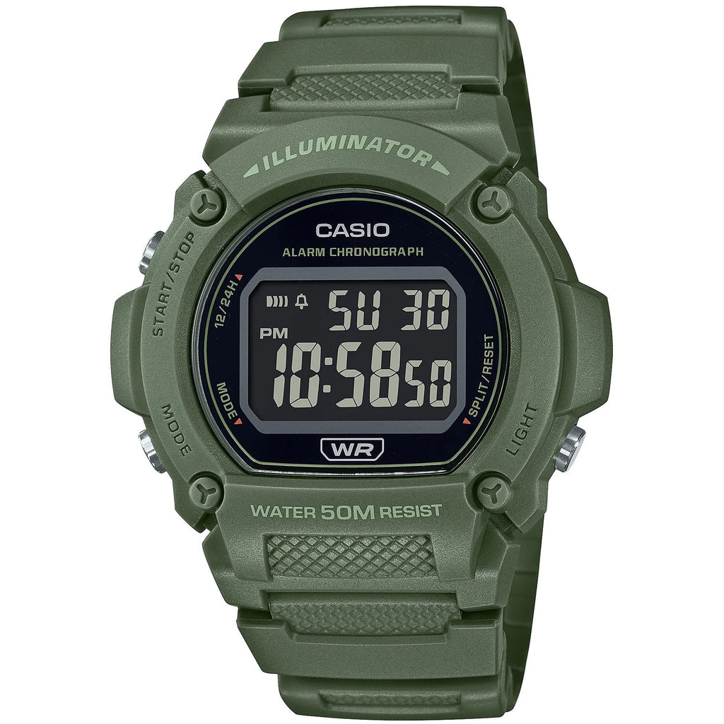 Casio Green Reverse LCD 50m Men's Digital Sports Watch W-219HC-3B