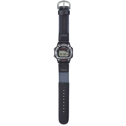Casio Black Leather Strap 50m Unisex Digital Sports Watch W-220HF-8A