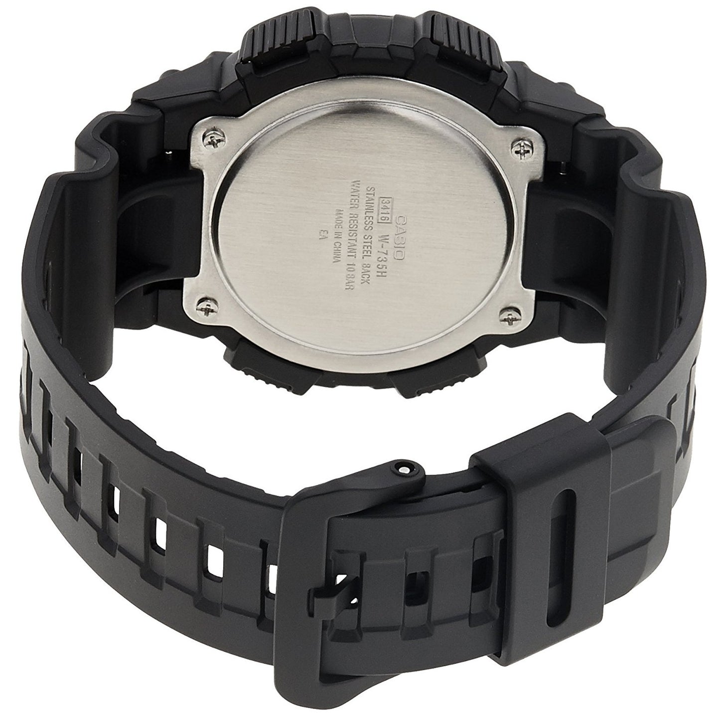 Casio W-735H-1A Black Men's 100m Multi-function Vibration Alarm Digital Watch