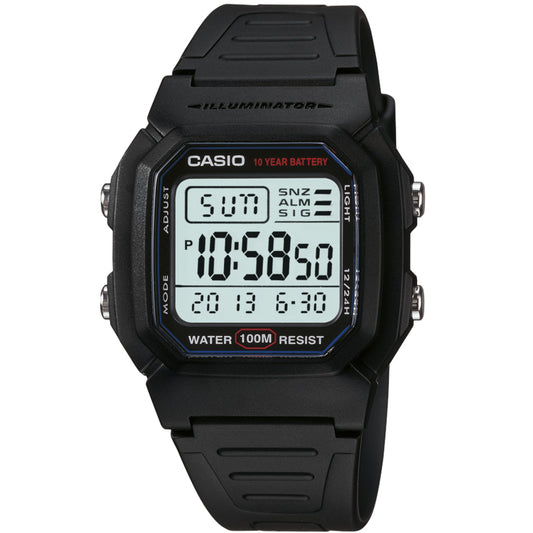 Casio Black 100m Dual Time Unisex Digital Sports Watch W-800H-1A