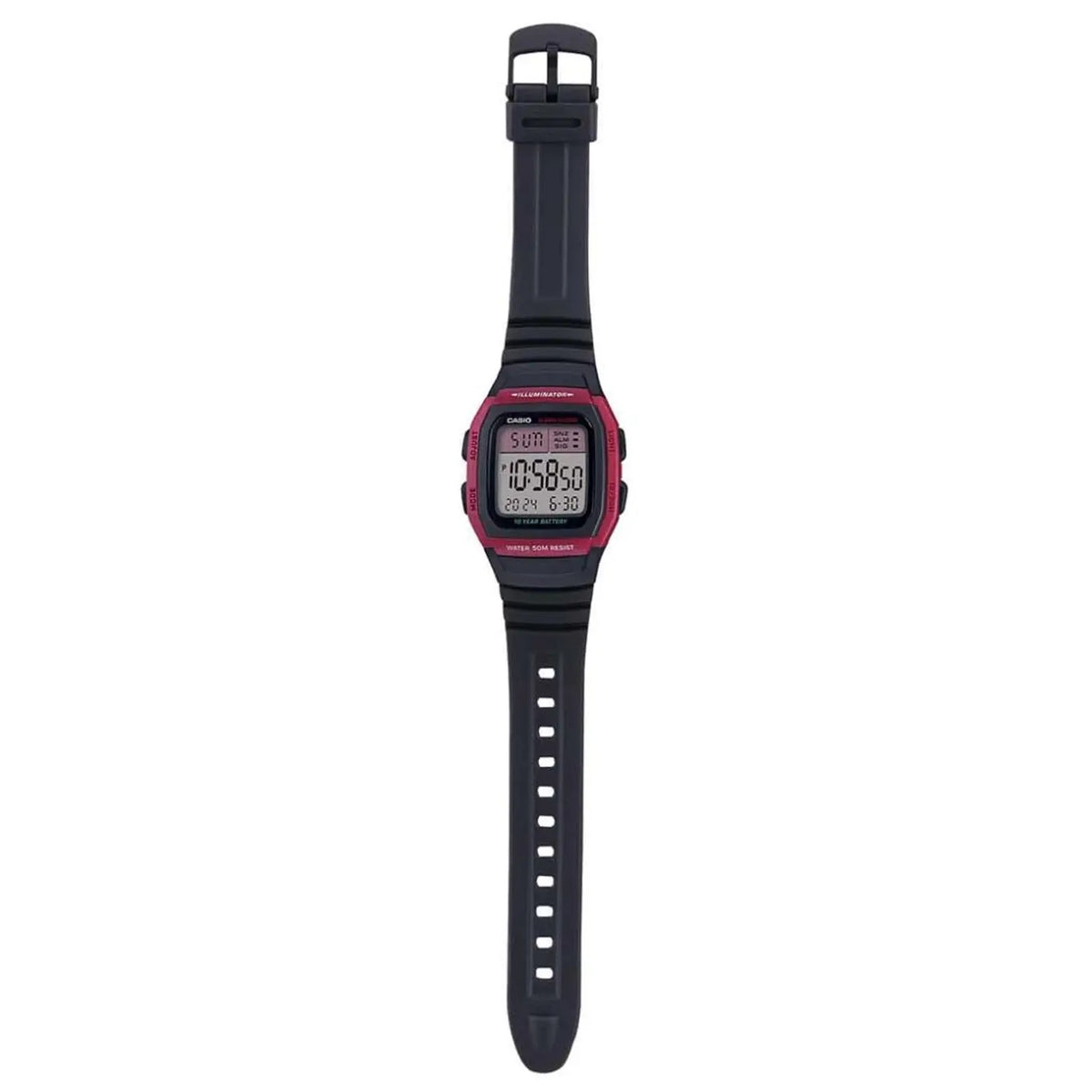 Casio W-96H-4A Red and Black 50m Dual Time Unisex Digital Sports Watch