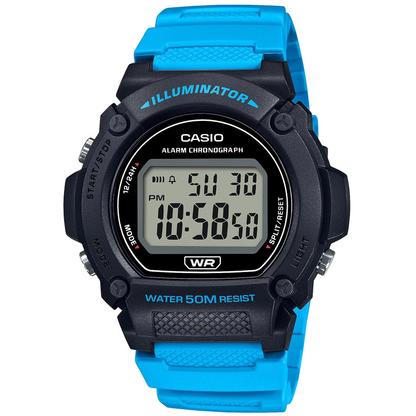 Casio Light Blue 50m Unisex Digital Multifunction Casual Watch W-219H-2A2