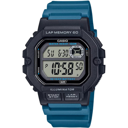 Casio Black/Teal Men's 100m Multifunction Digital Sports Watch WS-1400H-3AV