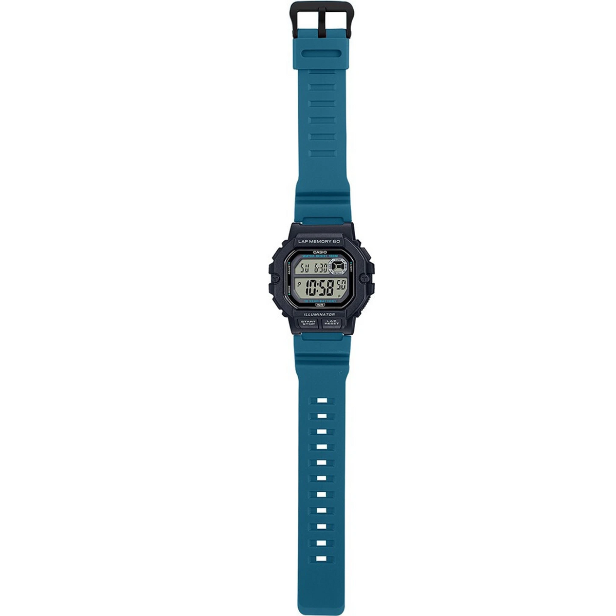 Casio Black/Teal Men's 100m Multifunction Digital Sports Watch WS-1400H-3AV