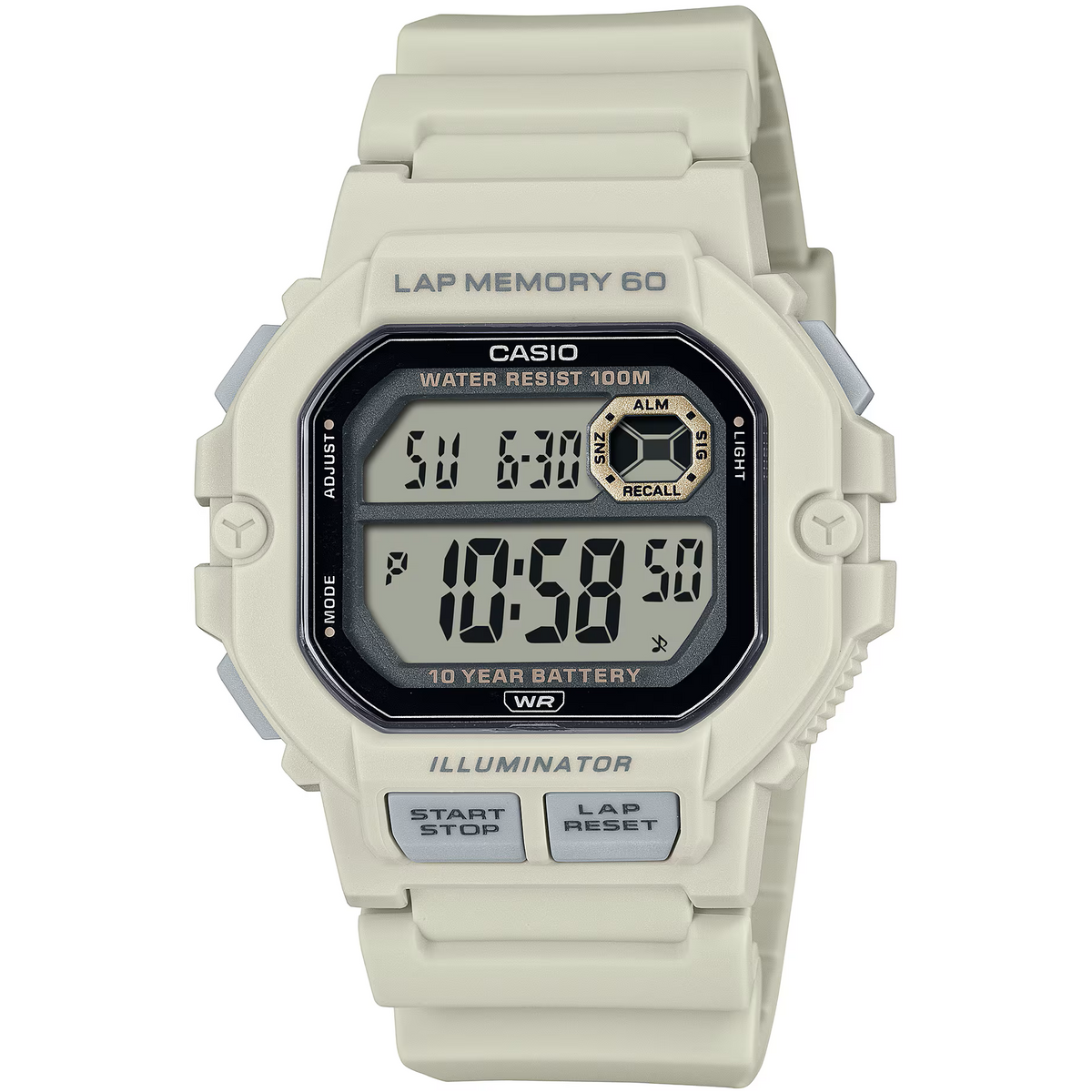 Casio Ivory White Men's 100m Multifunction Digital Sports Watch WS-1400H-8AV