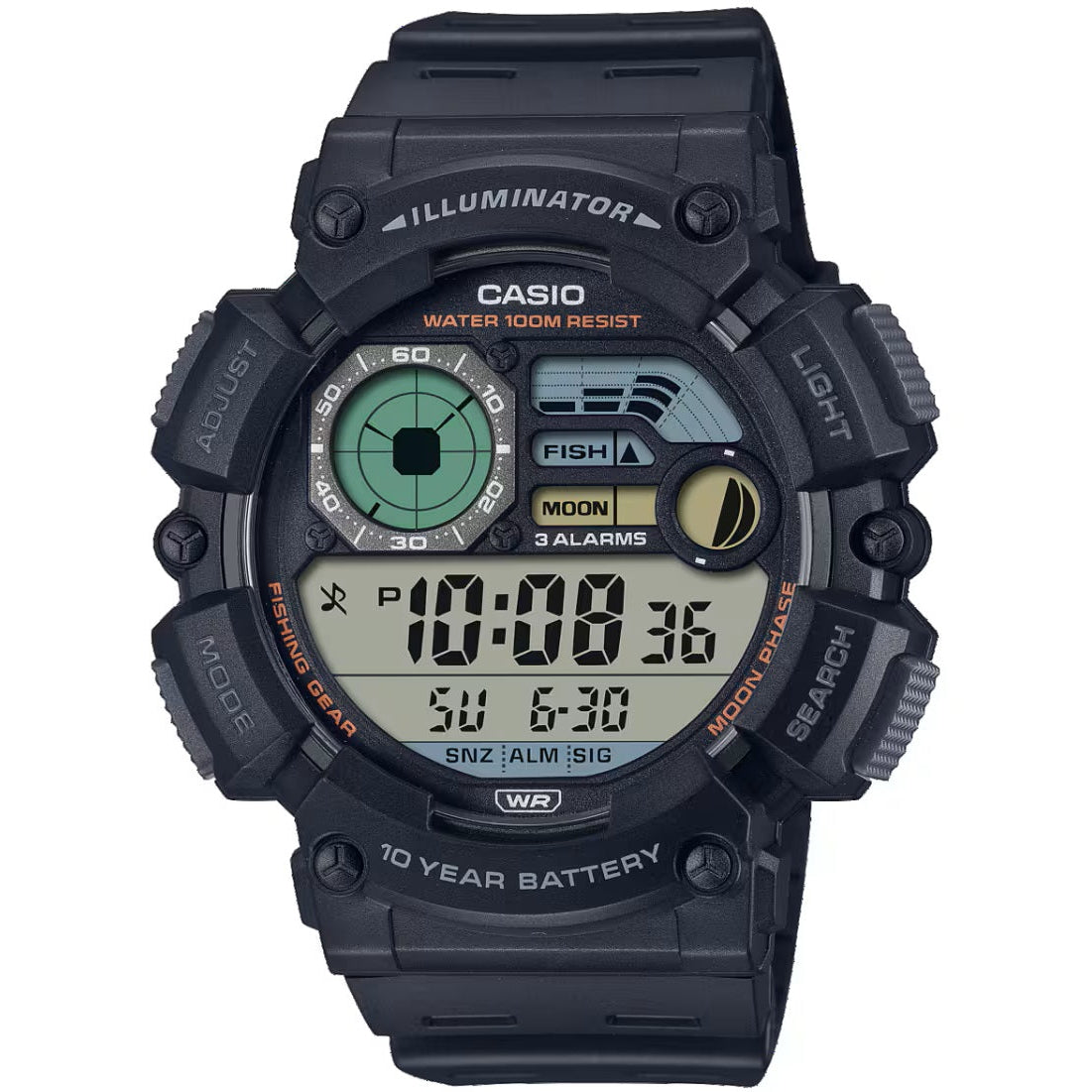 Casio Black Men's 100m Digitlal Fishing/Sports Watch WS-1500H-1AV