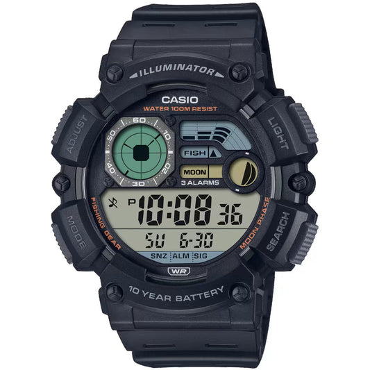 Casio Black Men's 100m Digitlal Fishing/Sports Watch WS-1500H-1AV