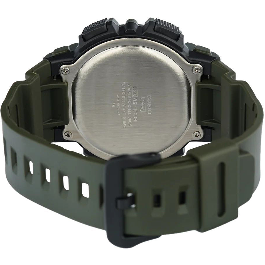 Casio Green Men's 100m Digitlal Fishing/Sports Watch WS-1500H-3BV