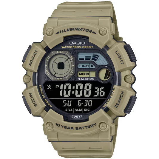 Casio Beige Men's 100m Digitlal Fishing/Sports Watch WS-1500H-5BV
