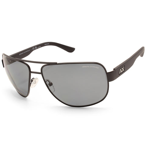 Armani Exchange Satin Black/Grey Men's Polarised Pilot Sunglasses AX2012S 606381