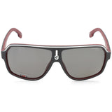 Carrera Matte Black on Red/Grey Polarised Men's Rectangular Sunglasses 1001/S BLX-M9