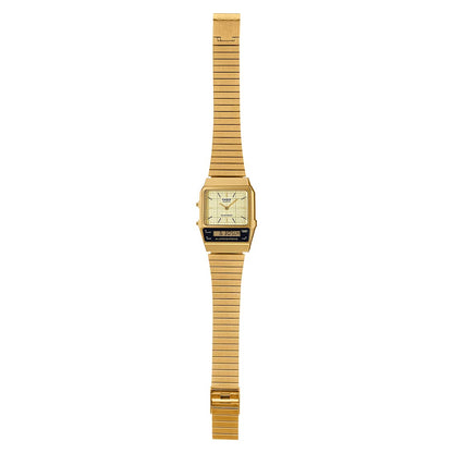 Casio Gold/Champagne Digital-Analog Dual Time Retro Style Unisex Watch AQ-800EG-9A