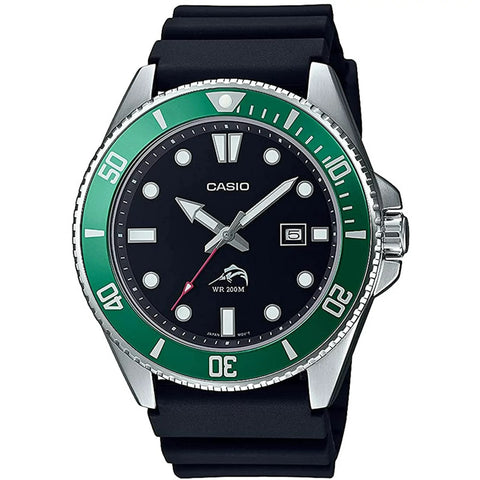 Casio Duro Marlin Silver/Black Green Men's 200m Analog Divers Watch MDV-106B-1A3