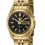 Seiko 5 Gold Tone/Black Dial Women's Automatic Analog Dress Watch SYMA40K1