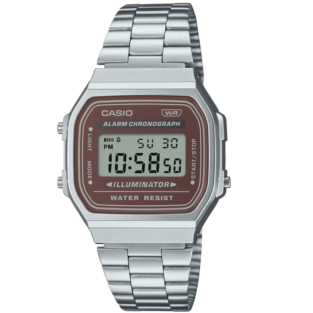 Casio Silver/Brown Unisex Retro Style Unisex Digital Watch A168WA-5AY