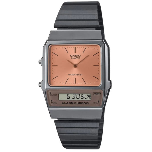 Casio Silver/Orange Digital-Analog Dual Time Retro Unisex Watch AQ-800ECGG-4A
